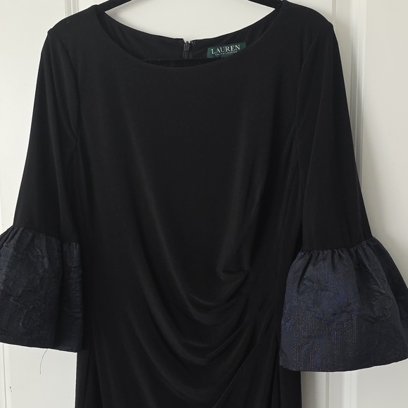 Ralph Lauren Black Bell Sleeve Sheath Dress Evening CocktailDress - Picture 6 of 7